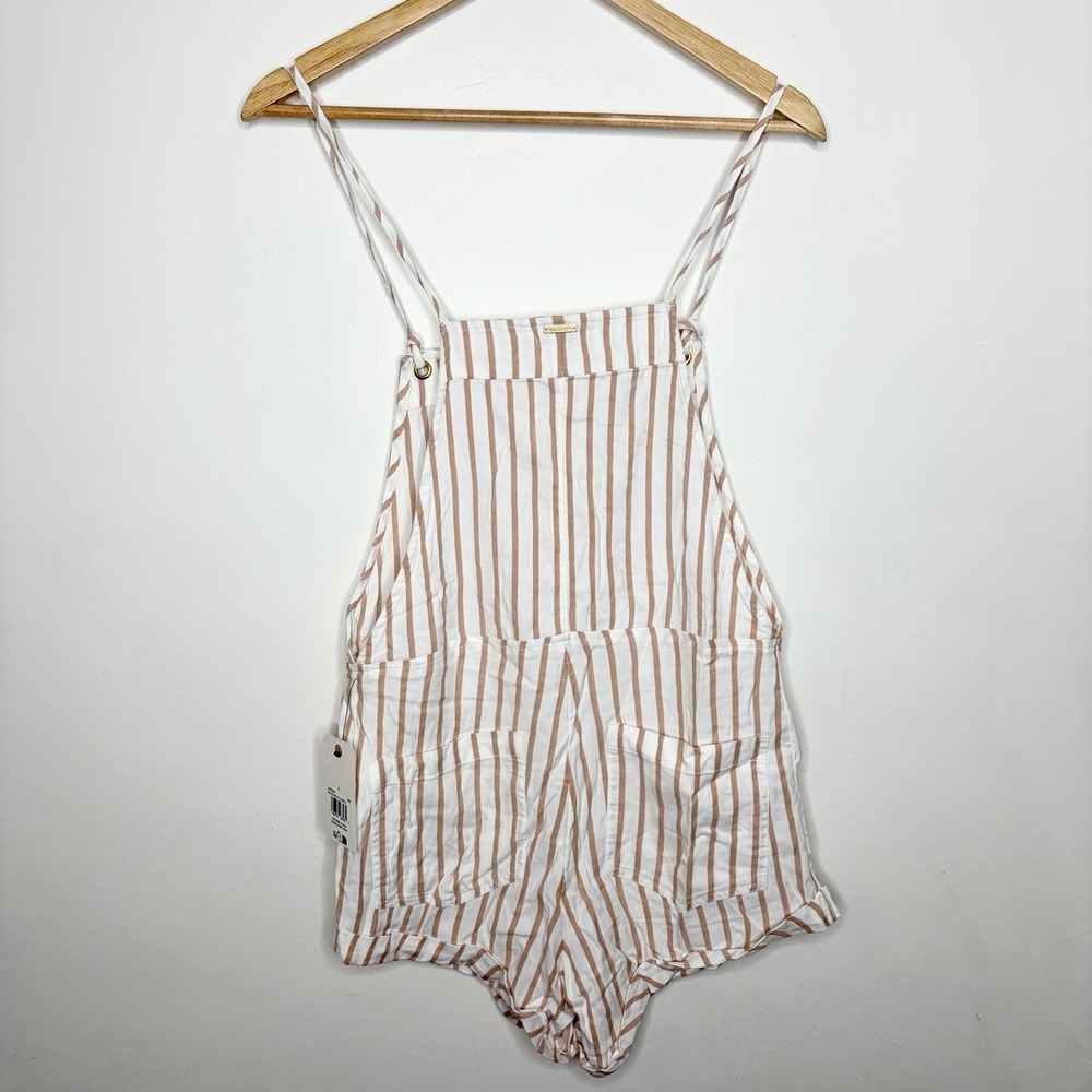 Billabong Wild Pursuit Overalls White Tan Womens Small Coastal Fisherman Beach - Picture 8 of 10
